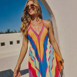 Women's spring/summer off-the-shoulder v-neck camisole dress - floral print, flowy maxi dress, elegant formal wear