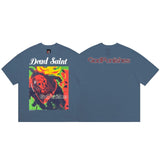 saint m t shirts  s.m oil painting print crew neck pullover short sleeve top - wholesale