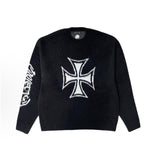 Saint m t sweater - autumn/winter european and american streetwear brand distressed graphic crewneck pullover