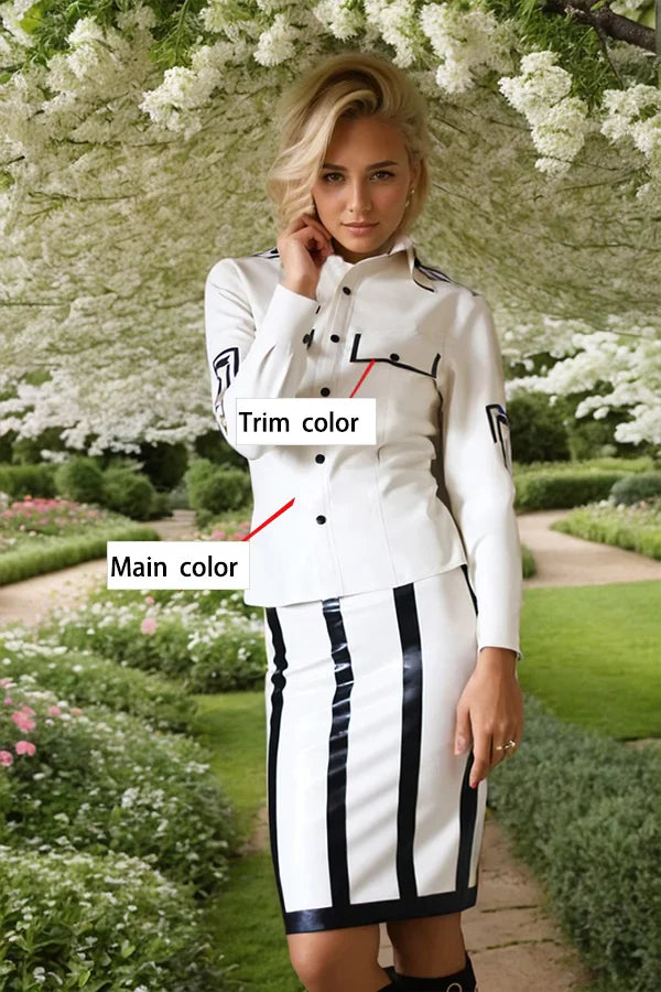 Women High Collar White Latex Jackets