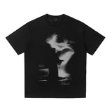 saint m t shirts  s.m. fuzzy silhouette graphic crewneck short sleeve t-shirt - wholesale
