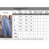 Women's pants - in stock - women's fashion - european & american style - plus size - high waist - drawstring - loose fit - wide leg - slimming - denim trousers - women's