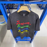 saint m t shirts  s.m colorful letter graphic crew neck pullover short sleeve top - wholesale