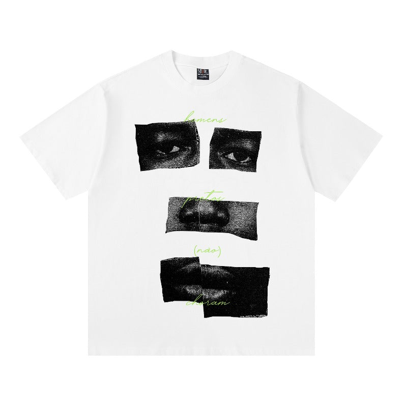saint m t shirts  s.m eye & lip graphic crew neck short sleeve tee - wholesale