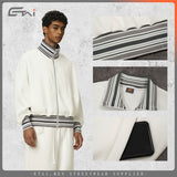 Etai men's clothing color block ribbed cardigan stand collar jacket - trendy brand autumn short oversized premium men's outerwear