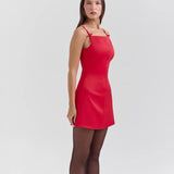 Women's sweet style dress - summer fashion solid color bowknot patchwork design camisole mini dress