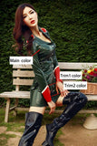 Women Military Themed Latex Tunic and Shorts Set