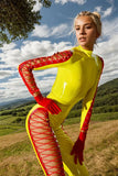 Women Latex Catsuits Tie Me Up Yellow