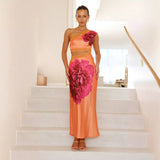 Women's dress: new cross-border sexy skirt, vacation style maxi dress, solid color printed bandeau strap dress, summer women's sexy apparel