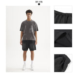 Etai men's clothing american street style spray-on washed distressed shorts high-quality loose edge patchwork men's cotton shorts