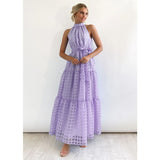 Women's dress - european and american style, summer casual, high-end sleeveless, cinched waist, flowy maxi dress, soft and elegant