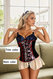 Women Black Latex Corsets Cinched Design