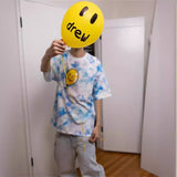 Drew house t shirt spring and summer d@ew tie-dye pattern round neck pullover short sleeves