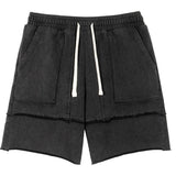 Etai men's clothing high-quality big pocket trendy men's casual shorts retro washed split hem cotton shorts