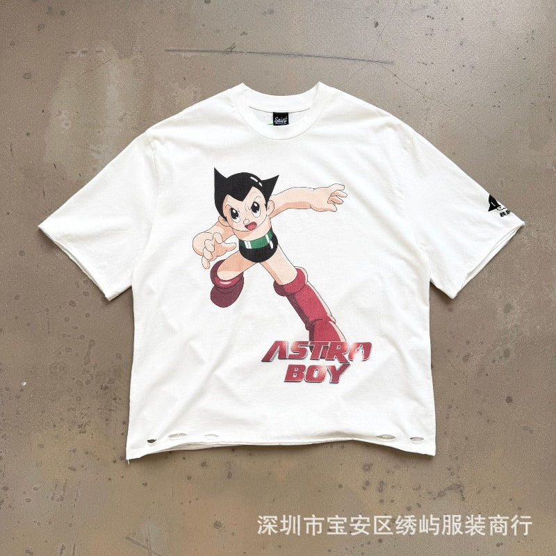 saint m t shirts  s.m cartoon series graphic crewneck pullover short sleeve t-shirt - wholesale