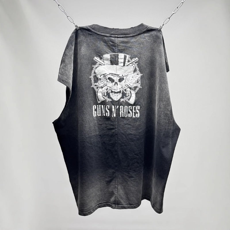 saint m t shirts  s.m guns n' roses graphic crewneck pullover tank top - wholesale