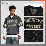 Etai men's apparel trendy v-neck mesh cropped jersey t-shirt for men and teens - sporty boxy fit short sleeve tee