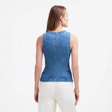 Women's sleeveless denim vest - summer european & american style, slim fit, cross-border e-commerce, round neck tank top