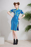 Women Latex Dress Street Fighter Cosplay Bodycon Cheongsam