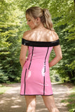Women Latex Skirts Two Piece Pink Set