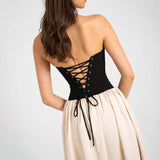 Women's dress amazon summer european and american fashion color block bandeau sleeveless dress ladies' apparel cross-border wholesale