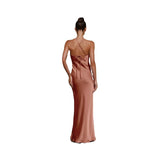 Women's dress - european & american cross-border amazon spring/summer sexy solid color slim-fit sleeveless backless elegant dress