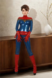 Women Starstruck Captain Marvel Long Sleeved Latex Catsuits