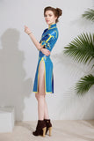 Women Latex Dress Street Fighter Cosplay Bodycon Cheongsam
