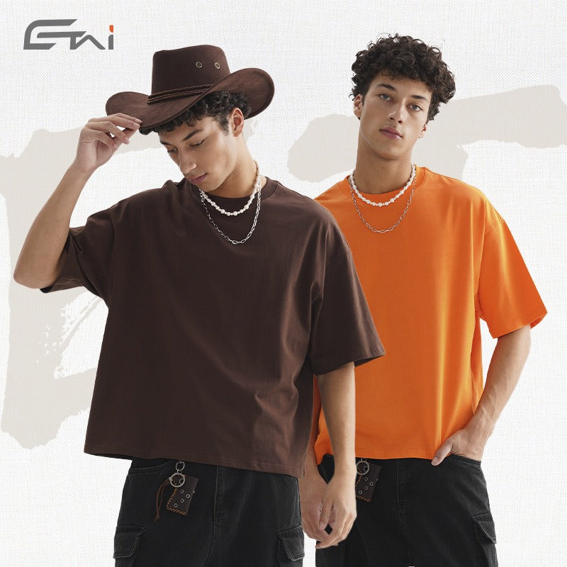 Etai men's clothing trendy boxy fit 100% cotton short-sleeve t-shirt - high-quality drop shoulder, relaxed fit crew neck tee for men