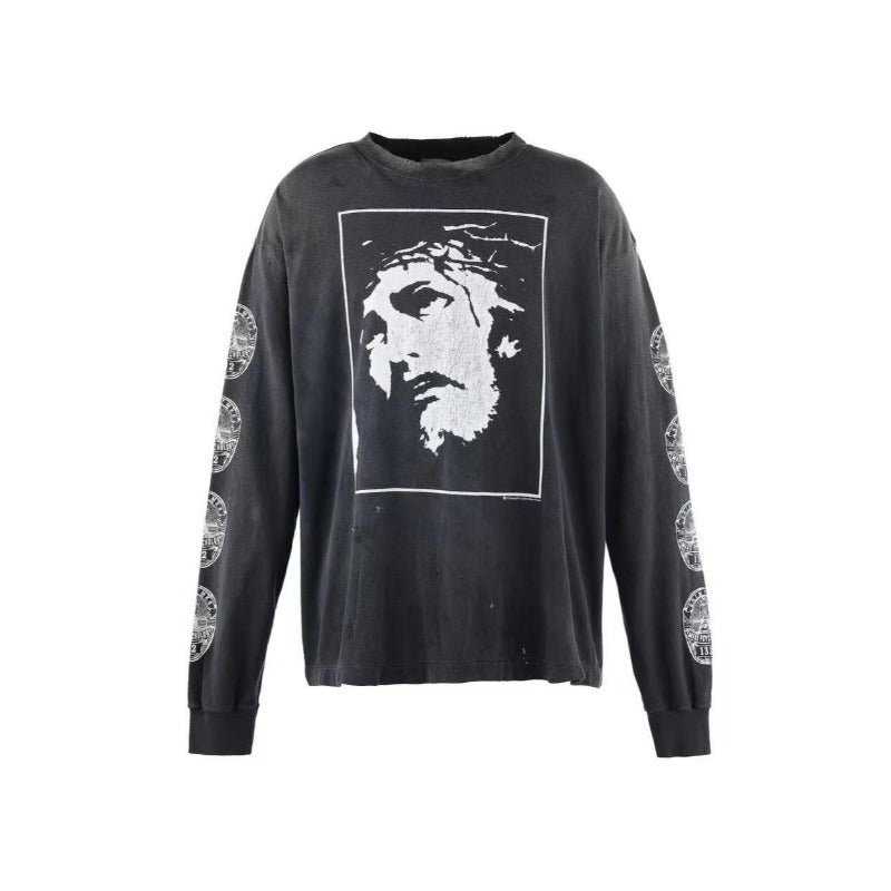 Saint m hoodie - spring/autumn - s.m character & letter graphic - crew neck pullover - long sleeve - wholesale