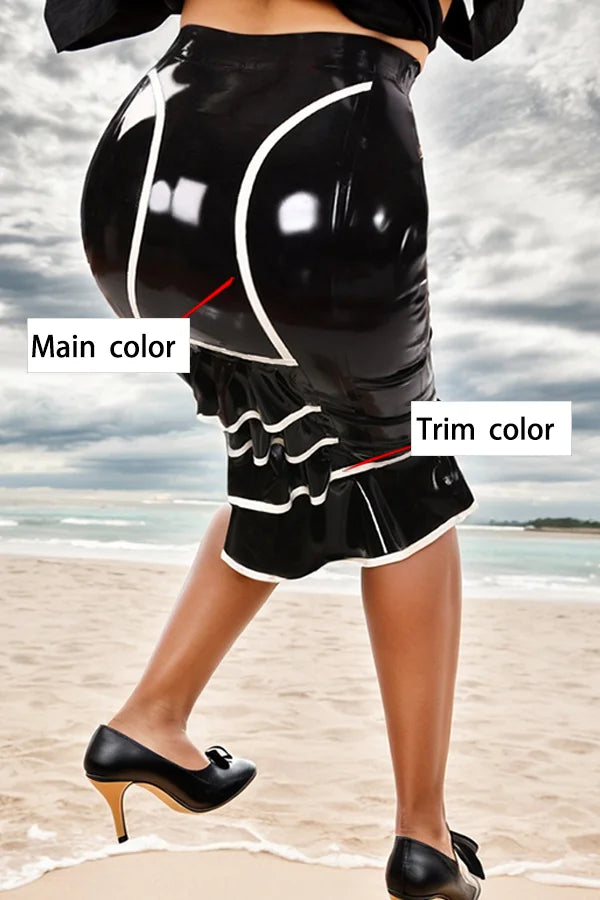 Womens Latex Ruffled Pencil Skirt The Rectangulist