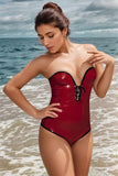 Women Latex Bodysuits Sweetfully Strapless Swimsuit
