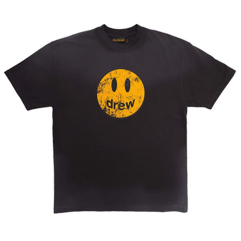 Drew house t-shirt - spring/summer collection - d@ew gradient washed, distressed, and ripped design with smiley face print - short sleeve - wholesale