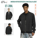 Street stand-up collar jacket distressed men's outwearfall and winteramerican retroboxy short wide tops
