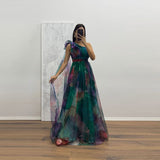 Women's dress - cross-border ins style vacation casual party dress - european and american spring/summer mesh print cami dress