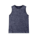 Etai men's clothing solid color retro slim-fit heavyweight tank top with washed and distressed patchwork ribbed detail