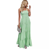 Women's dress: spring/summer new european and american style, foreign trade women's camisole dress, cinched waist, striped, vacation dress, feminine