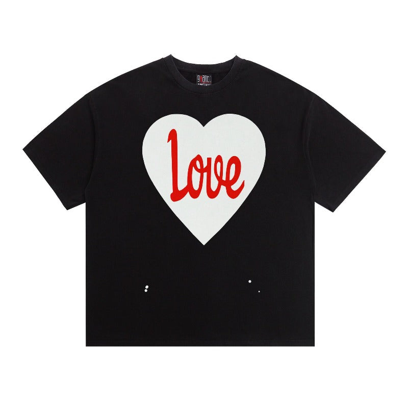 saint m t shirts  s.m. heart love graphic crew neck pullover short sleeve top - wholesale