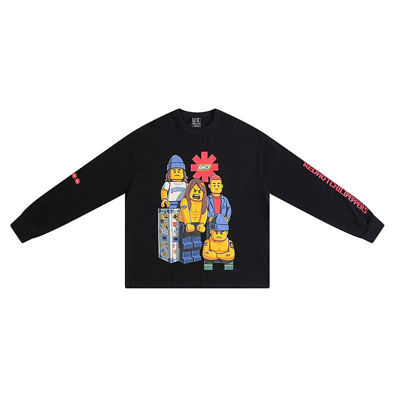 Saint m hoodie fall and winter s.m red chili band pattern round neck pulloverlong sleeves