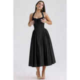 Women's summer slim-fit camisole maxi dress - european & american style fashion print halter neck lace trim dress