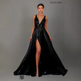 Women's one-shoulder maxi dress - elegant sleeveless sexy high-waisted slit dress - amazon us & european style - wholesale apparel