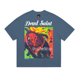saint m t shirts  s.m oil painting print crew neck pullover short sleeve top - wholesale