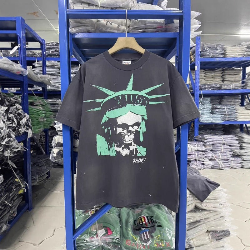 saint m t shirts  s.m. free skull graphic crewneck pullover short sleeve t-shirt - wholesale