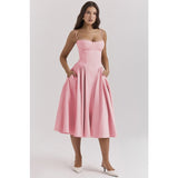 Women's summer amazon dress: french retro long dress, court style dopamine outfit, spaghetti strap dress for women