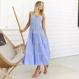 Women's dress - cross-border amazon summer european and american sexy striped print cami dress - slim fit vacation dress for women