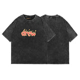 Drew house t-shirt - spring/summer collection - d@ew flame letter graphic - washed & distressed short sleeve - wholesale