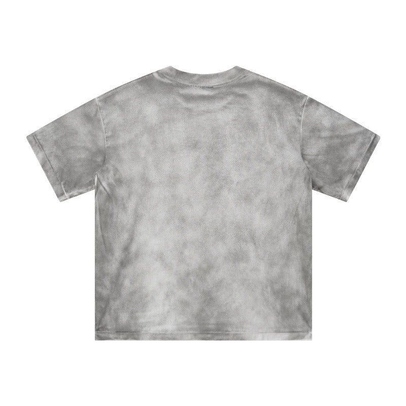 saint m t shirts Spring and summer s.m thorn character headshot small neckline distressed dirty dyed short-sleeved one piece