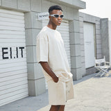 Heavyweight premium streetwear casual set - summer cotton short sleeve t-shirt and shorts matching outfit