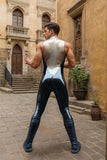 Man Latex Catsuits Show Off Two Color Sleeveless