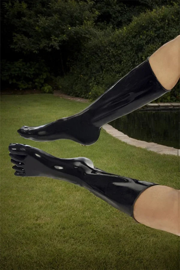Women Latex Accessories Black Toe Socks